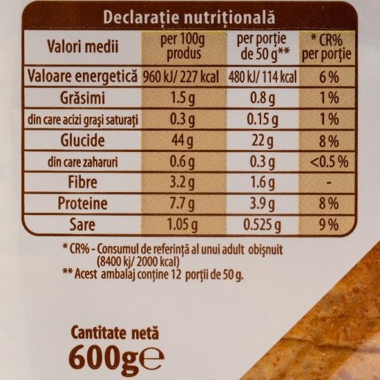 Pâine toast graham Bongrana 600g