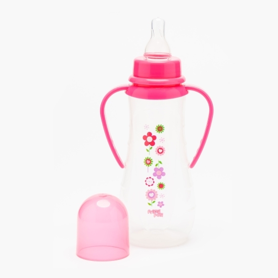 Biberon cu mânere roz, +0 luni, 275ml