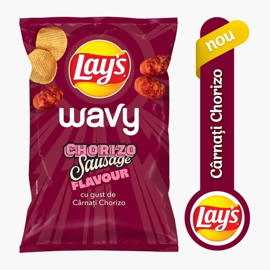 Chipsuri ondulate din cartofi, cu gust de cârnați Chorizo, 115g