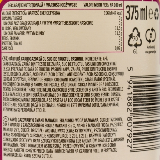Băutură carbogazoasă fructul pasiunii 0.375l