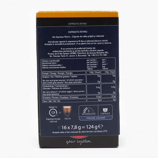 Capsule cafea Ritmo Lungo 16 băuturi 124g