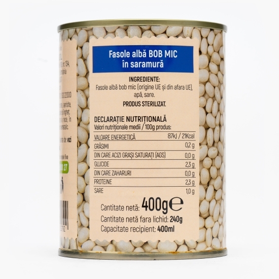 Fasole alba în saramură, bob mic 400g