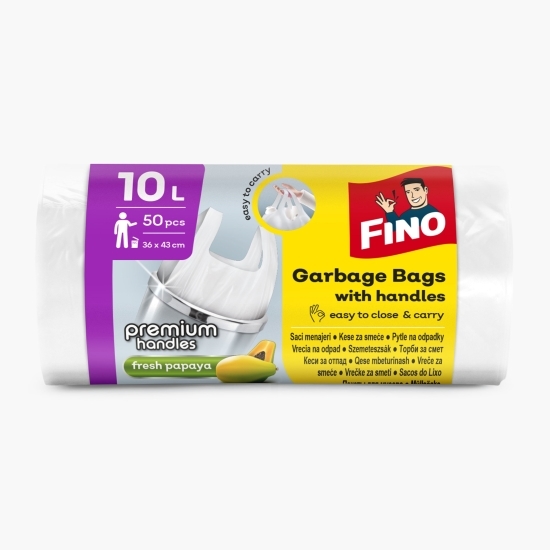 Saci menajeri parfumați și colorați cu mânere, 10l, 50 buc