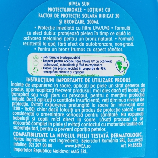 Loțiune protecție solară Protect & Bronze, SPF 30, 200ml