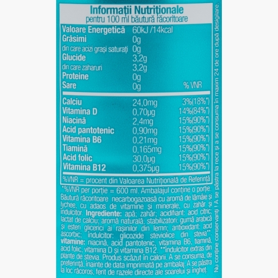 Apă cu vitamine Ca cu aromă de lămâie și lychee 0.6l