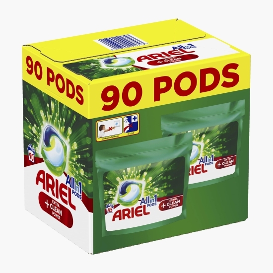 Detergent de rufe capsule All in One Pods +Extra Clean Power, 90 spălări