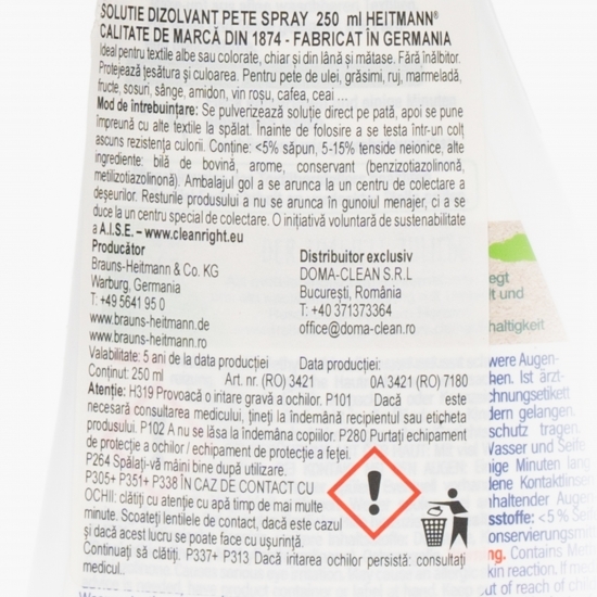 Soluție îndepărtarea petelor Spray 250ml 