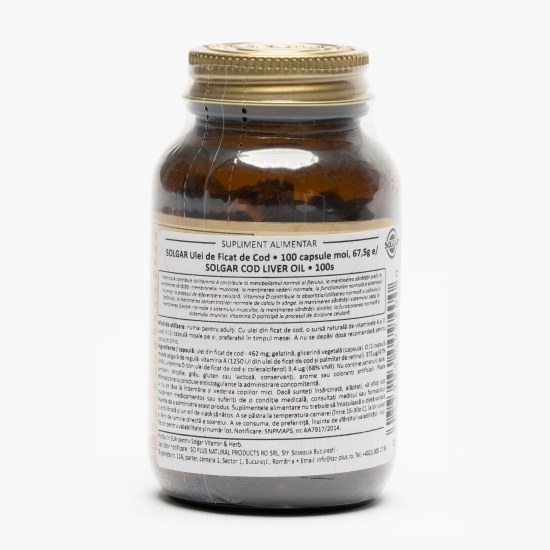 Ulei de ficat de cod, 100 capsule moi