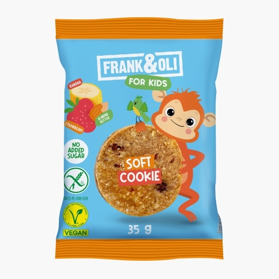 Cookie Soft vegan pt copii, cu banane și căpșuni, 35g