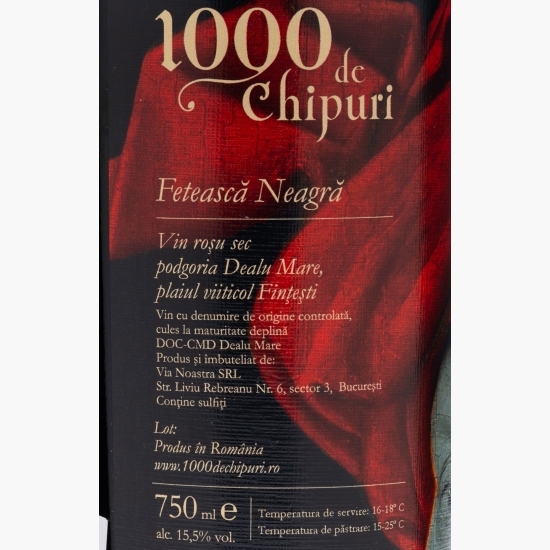 Vin roșu sec Fetească Neagră, 15.5%, 750ml