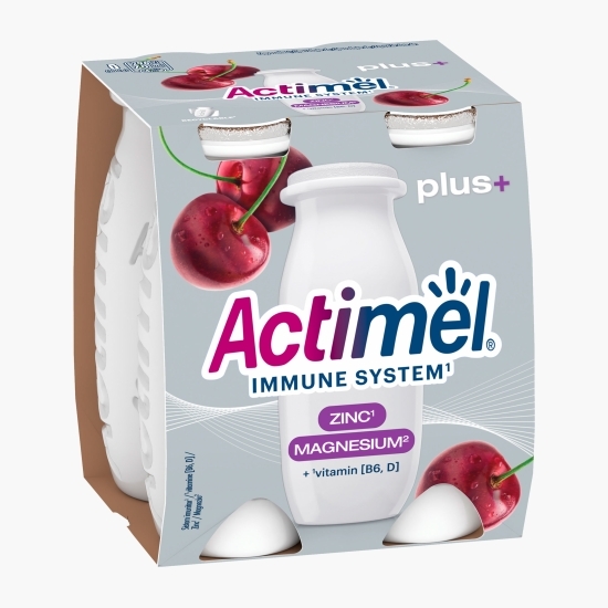 Iaurt de băut cu vișine, vitamine (B6 și D), zinc și magneziu 4x100g