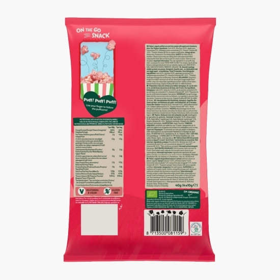 Snack eco cu căpșune și mere, 12+ luni, 4x10g