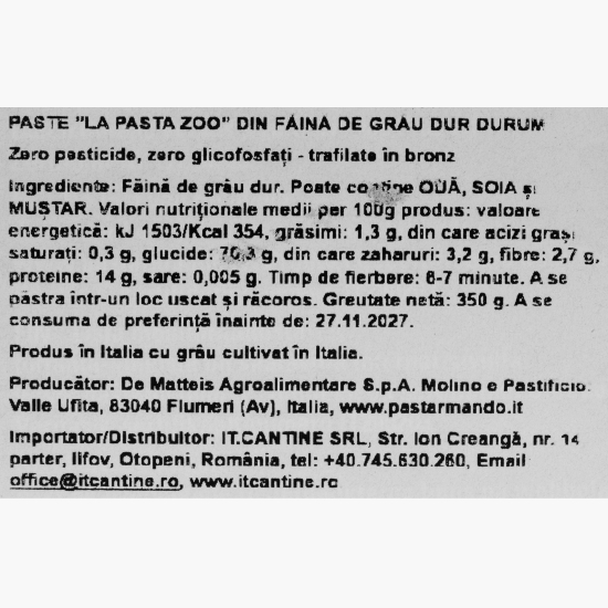 Paste pentru copii La pasta zoo 350g