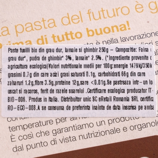 Paste fusilli eco din lămâie și ghimbir 250g