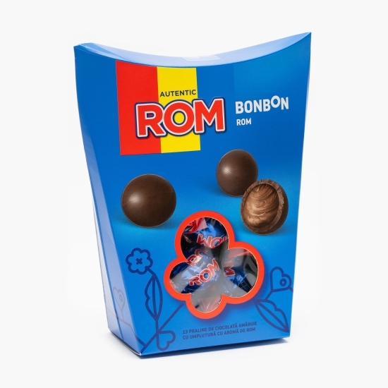 Praline ciocolată amăruie umplutură aromă rom 130g