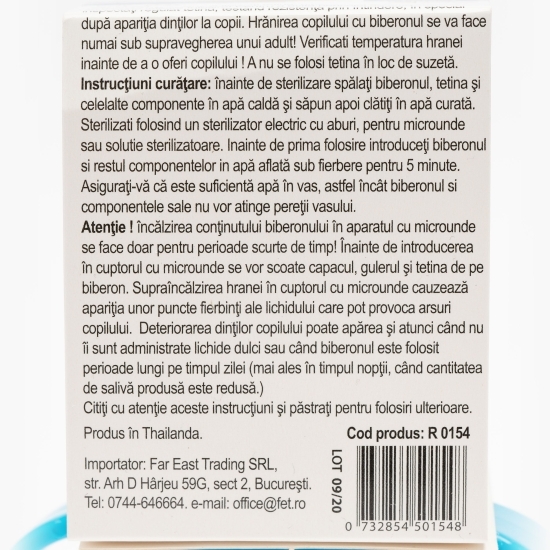 Biberon cu mânere bleu, 0-3 luni, 275ml