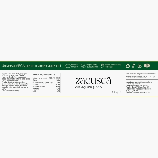 Zacuscă de legume și hribi, 300g