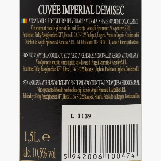 Vin spumant alb demisec Magnum Cuvée Imperial, 10.5%, 1.5l