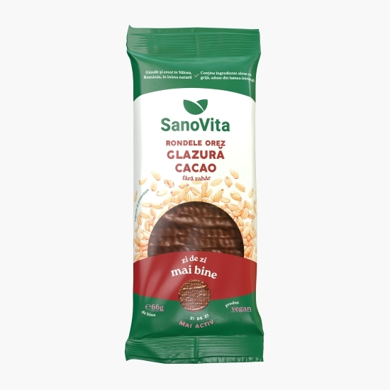 Rondele din orez cu glazură de cacao fără zahăr 66g