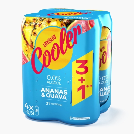 Bere blondă fără alcool cu aromă de ananas și guava 4x0.5l (3+1)