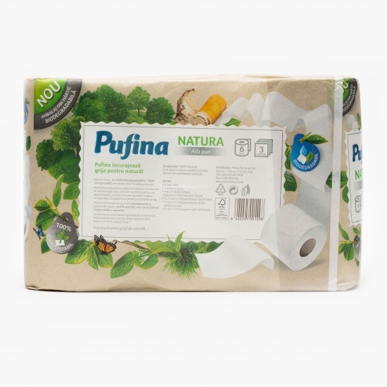 Hârtie igienică Natura Alb pur 3 straturi 6 role