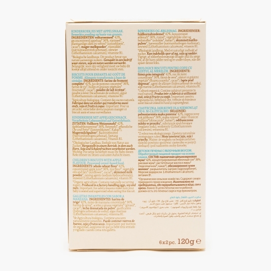 Biscuiți eco cu gust de măr, fără zahăr, pentru copii +6 luni 120g