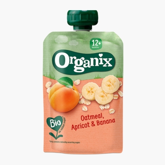Piure ecologic de ovăz, caise și banane, 12+ luni, 100g