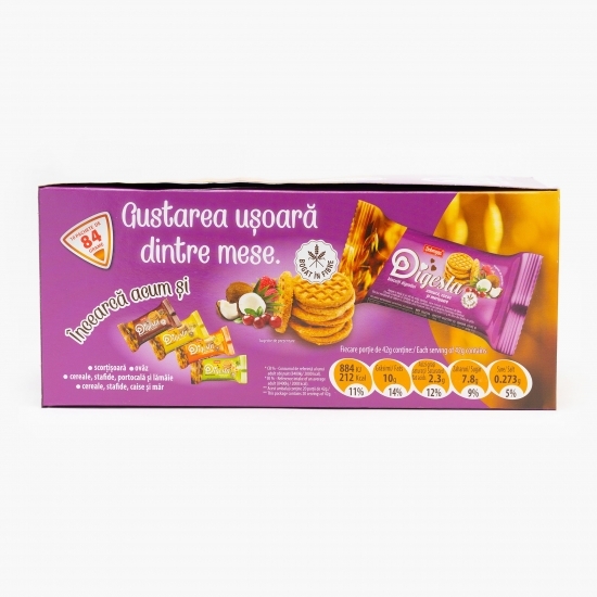 Biscuiți digestivi cu zmeură, cocos și merișoare 840g (10 buc x 84g)