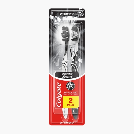 Pachet: 2x Periuță de dinți cu peri moi Max White Charcoal Soft