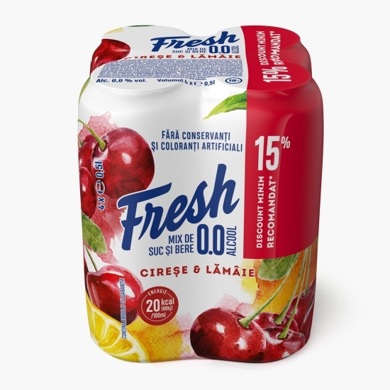 Bere blondă fără alcool cu cireșe și lămâie 4x0.5l