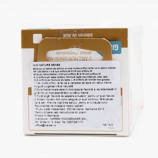 Biberon cu tetină de silicon 0-6 luni 120ml