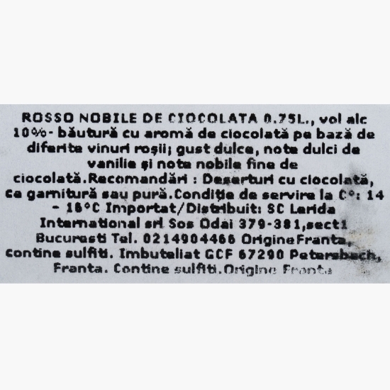 Băutură cu aromă de ciocolată pe bază de vin roșu Cioccolata, 10%, 0.75l