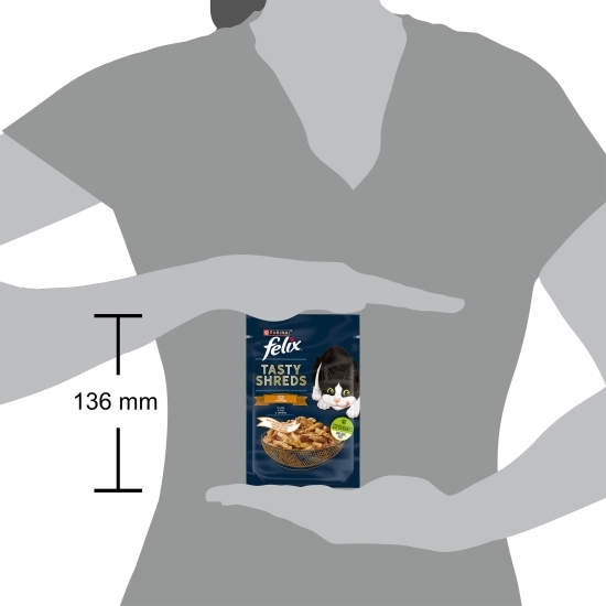 Hrană umedă pentru pisici, cu mini fileuri de pui în sos Tasty Shreds 80g
