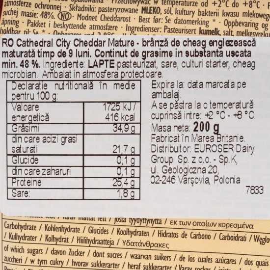 Brânză Cheddar maturată 200g