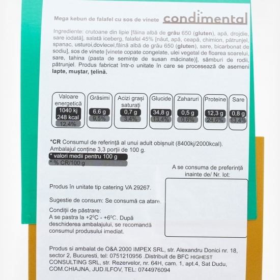 Kebun de falafel cu sos de vinete 420g