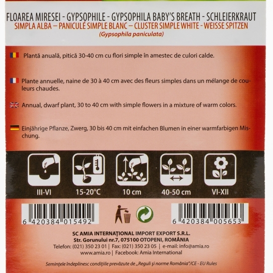 Semințe de floarea miresei simplă albă 0.8g