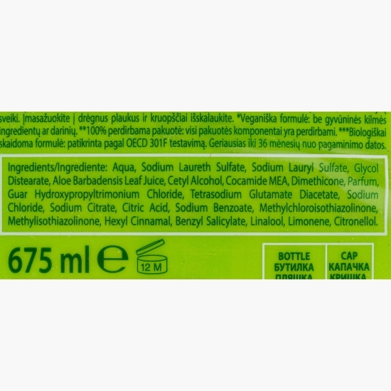 Șampon  pentru păr uscat, cu extract de Aloe Vera 675ml