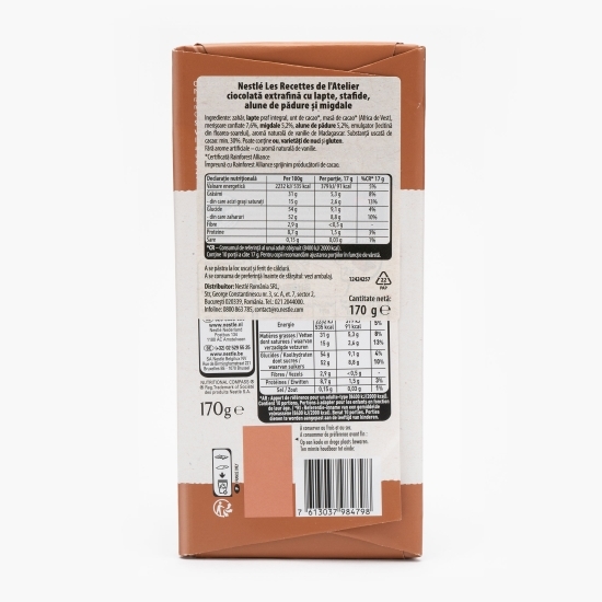Ciocolată lapte, stafide, migdale și alune 170g