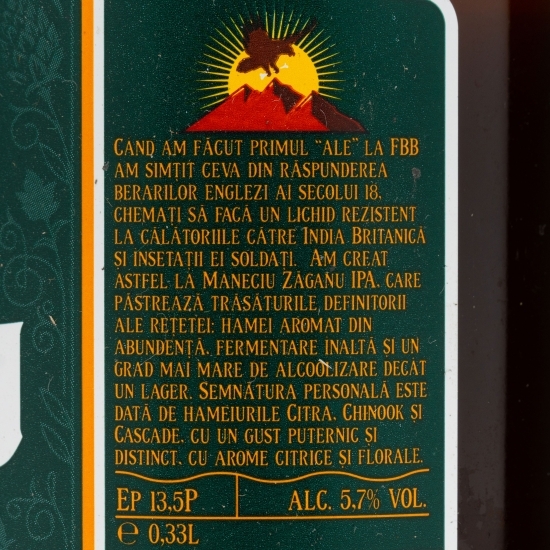 Bere artizanală nepasteurizată IPA India Pale Ale 0.33l