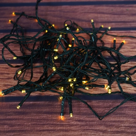 Instalație Crăciun, 22m, 200 de LED-uri, multicolor, cu energie solară, fir de cupru, liniar