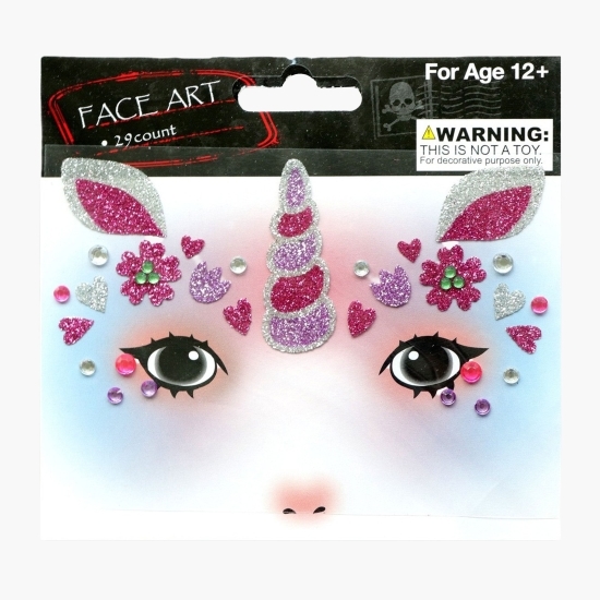 Sticker temporar pentru față, model unicorn