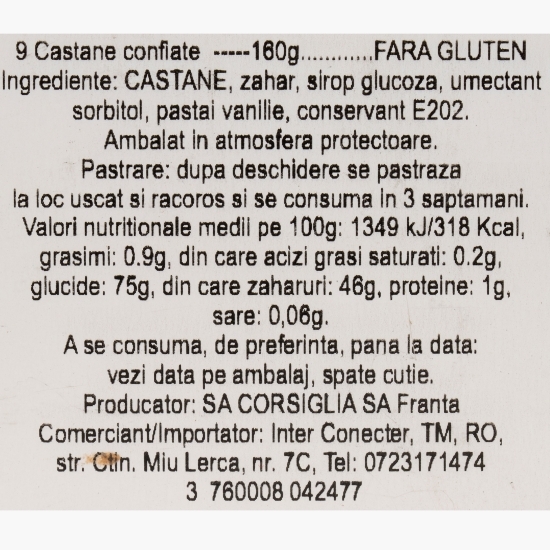 Castane întregi glasate și confiate în cutie de lemn, 9 buc, 160g
