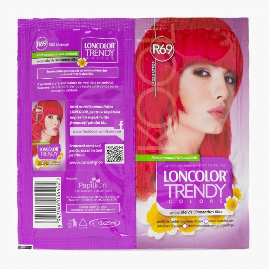 Vopsea semipermanentă pentru păr R68 roz britpop plicuri 2x25ml