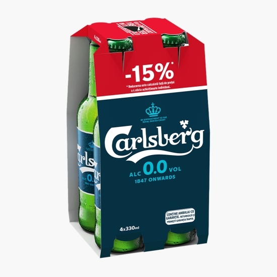 Bere blondă fără alcool, sticlă 4x0.33l