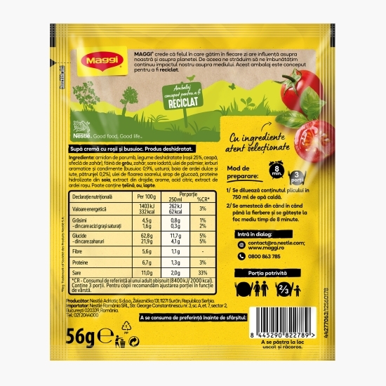Supă cremă instant de roșii cu busuioc 56g