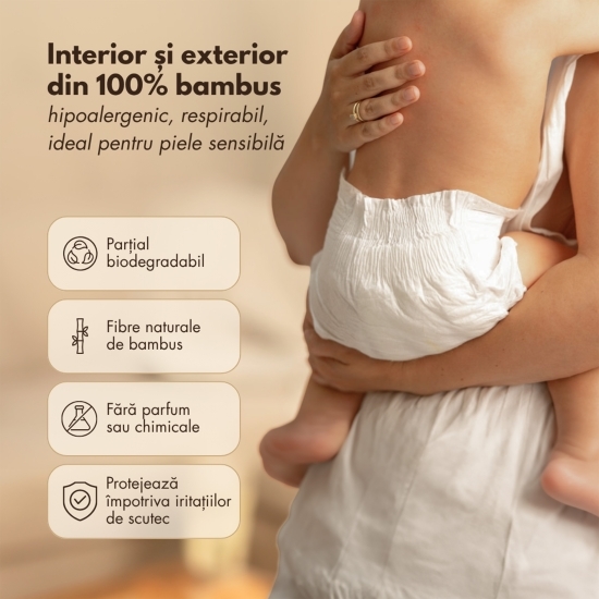 Scutece cu arici din bambus mărimea 4, 10-15kg, 28 buc