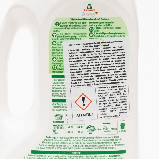 Detergent de rufe lichid bebeluși, 22 spălări 1.5l