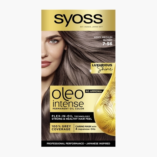 Vopsea de păr permanentă fără amoniac Oleo Intense, 7-56 blond mediu cenușiu, 115 ml