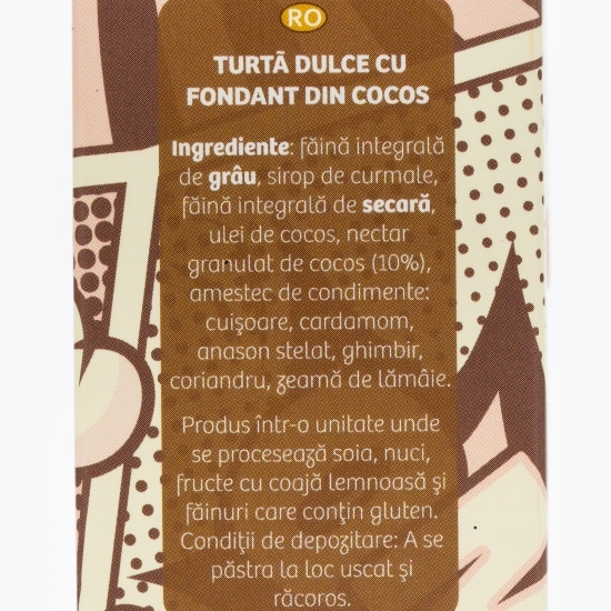 Turtă dulce cu fondant din cocos, fără zahăr adăugat 80g