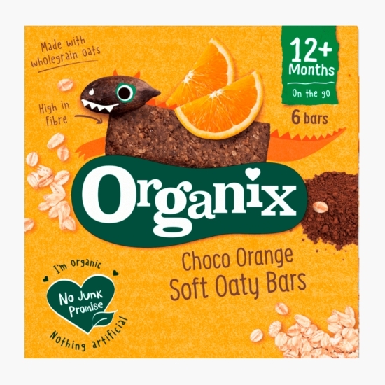 Batoane ecologice din ovăz integral cu cacao și portocale, 6x23g, 12+ luni 